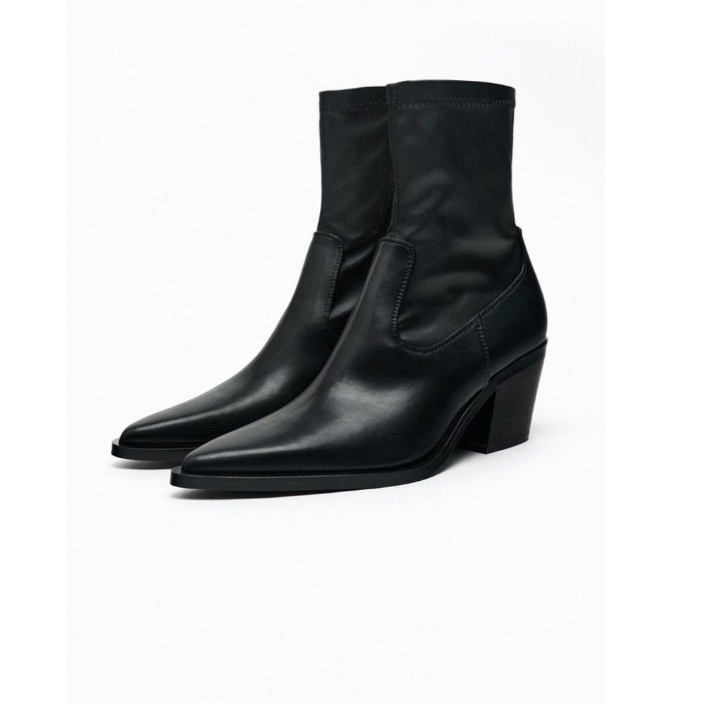 Zara heeled stretch cowboy ankle boots